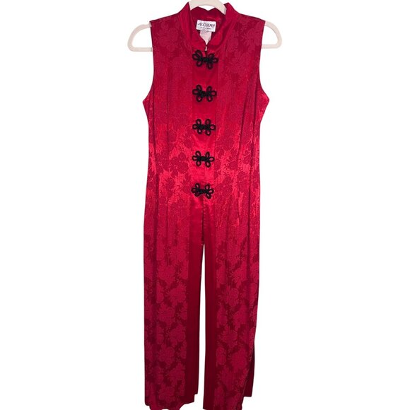 Retro Cheongsam Top Red S Qipaos Floral Traditional Classic Chic Chinese 70s - Picture 1 of 13